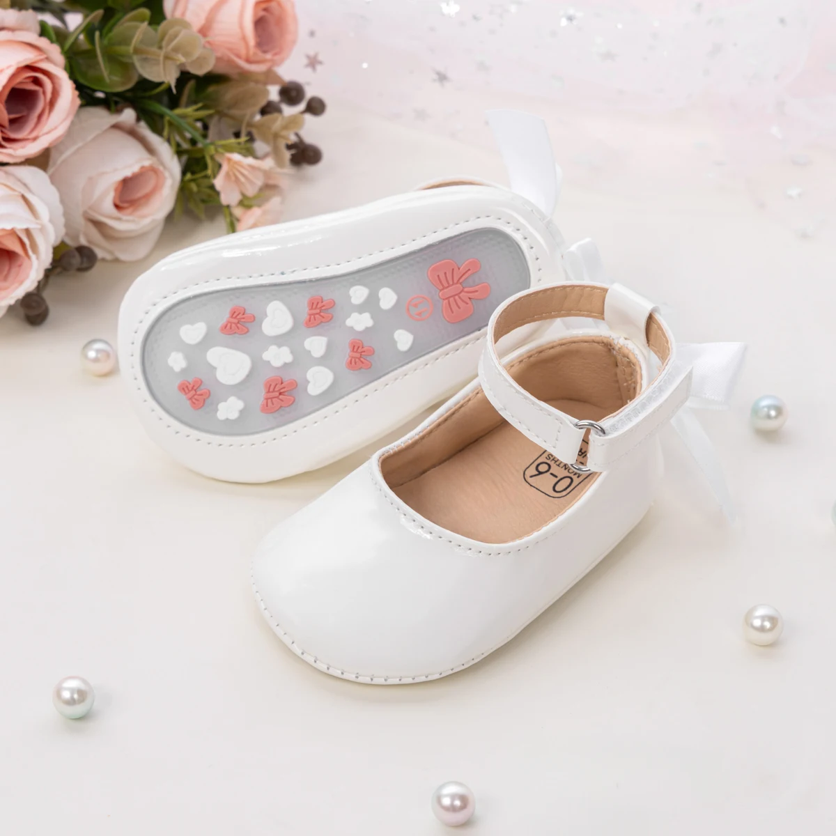 Baby Mädchen Mary Jane Ballerinas aus Lackleder mit Schleife, Prinzessinnen-Kleiderschuhe, rutschfeste weiche Sohle, für Kleinkinder, Prewalker, Party – Detail 9