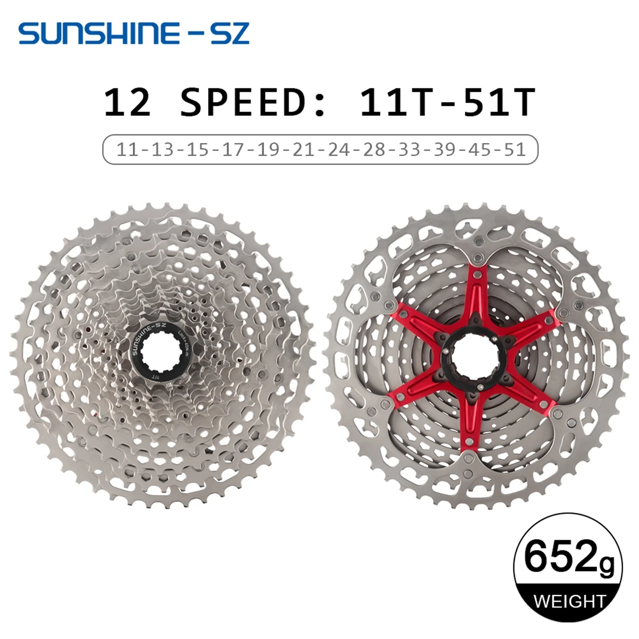 Sunshine-SZ MTB Cassette 12S 51T Mountain Bike 12 Speed Flywheel Bicycle Sprocket 12V K7 for Shimano M6100 M7100 M8100