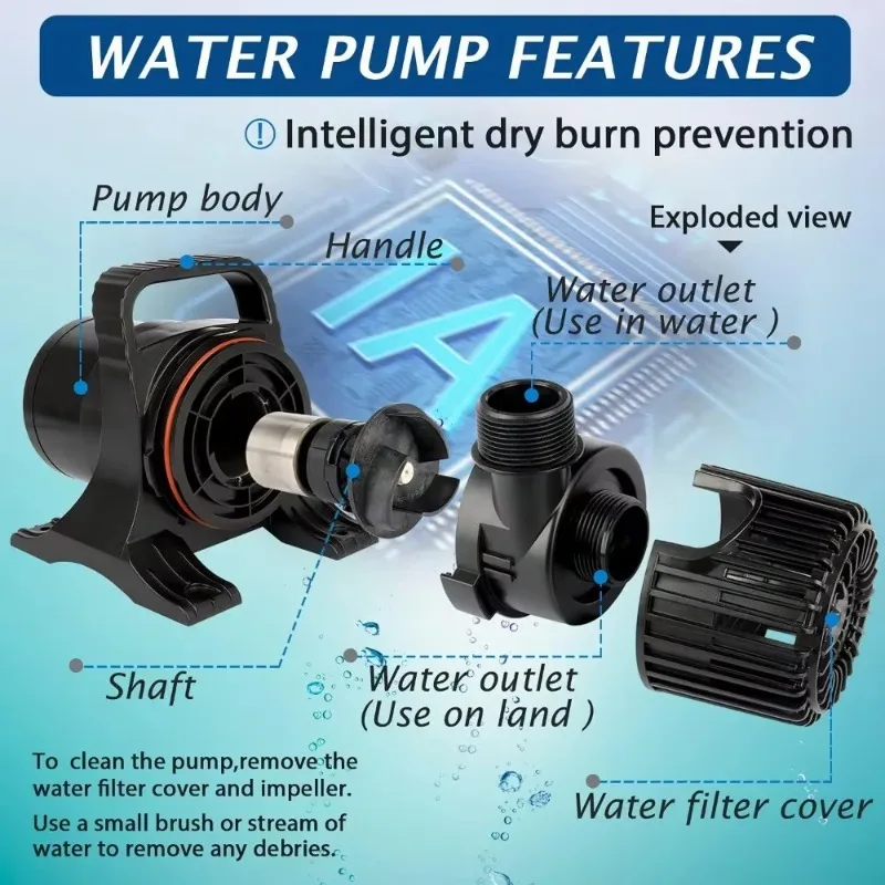 High Flow Submersible Pond Water Aquarium Pump Multi Scenario Application