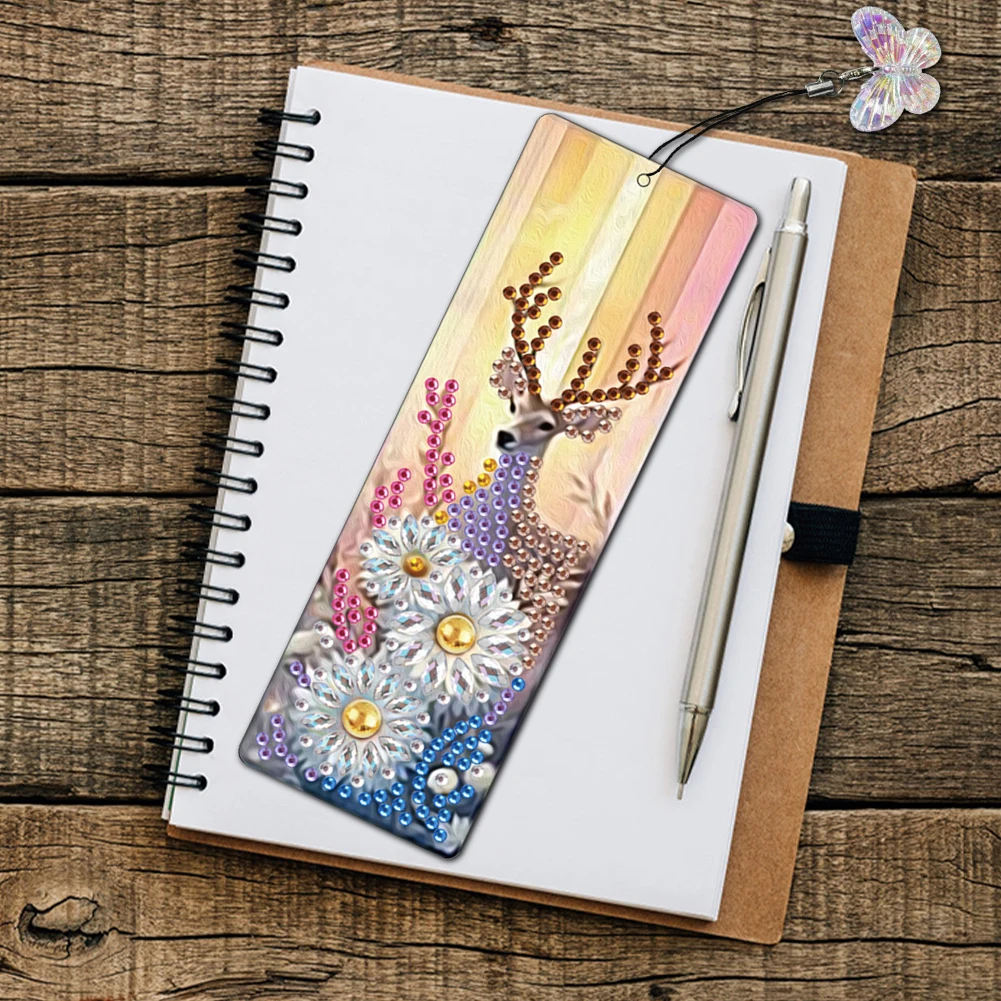 3 ชิ้นรูปร่างพิเศษดอกไม้เพชรบุ๊คมาร์คโครงการศิลปะ 5D DIY เพชรภาพวาดบุ๊คมาร์ค DIY บุ๊คมาร์คเพชรจิตรกรรมชุด
