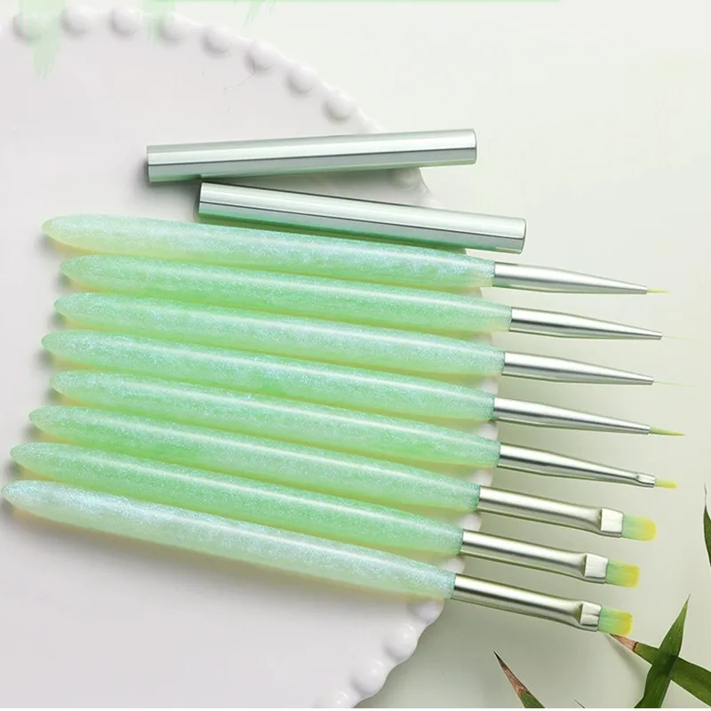 Pinceau à Ongles Vert en Clip Acrylique, Stylo à Dessin Mince, 1 Pièce