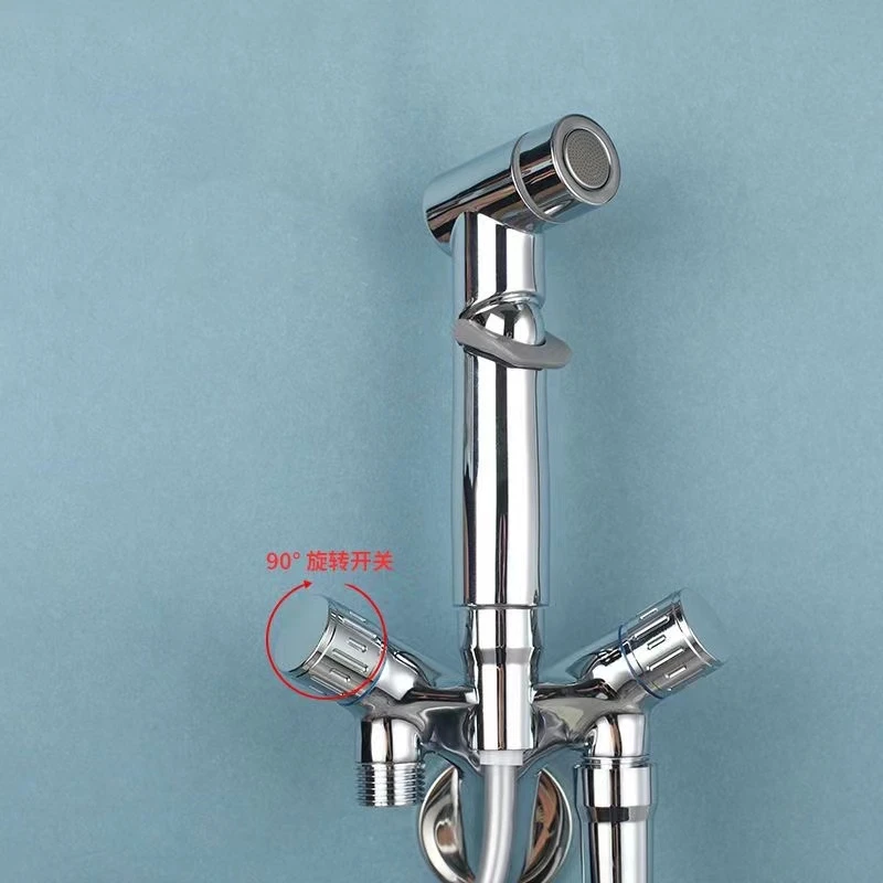 Wall Mount Faucet Bathroom Bidet for Toilet Shower Toilet Bidet Sprayer Set Double Outlet Water V-shape Brass Bidet Faucet Set