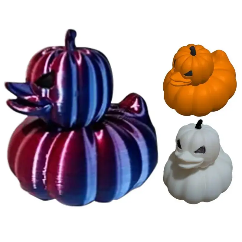 3D PumpkinDuck Figurines Halloween Pumpkin Duck Decorative Ornaments Realistic Bedroom Atmosphere Decoration Accessories