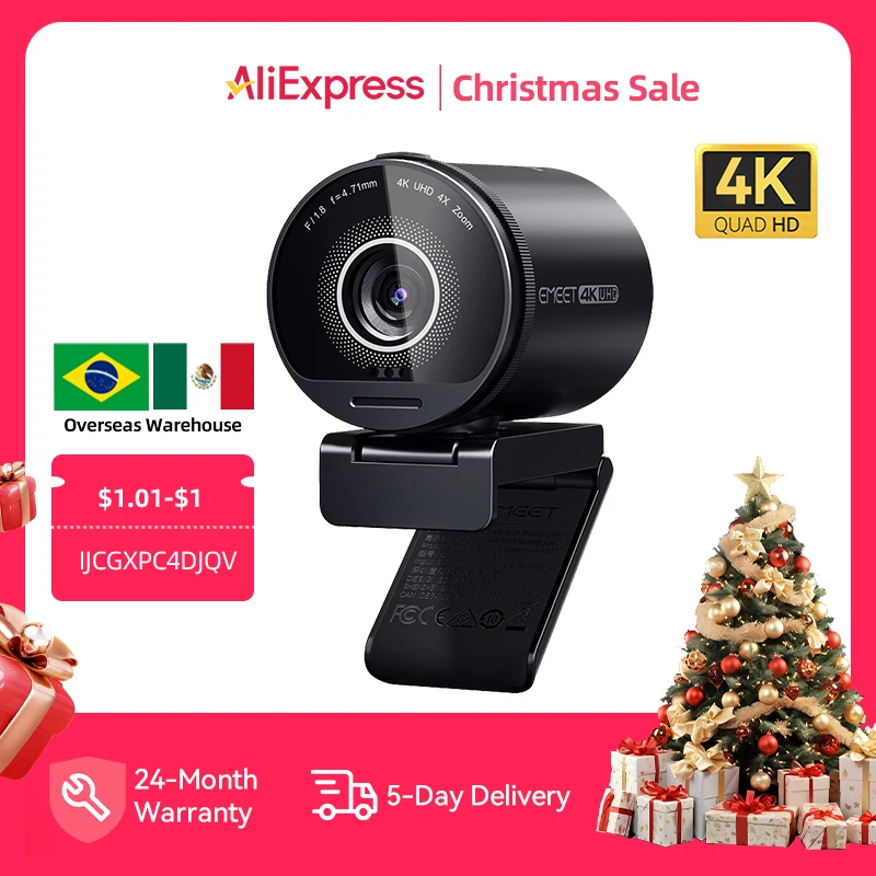 4K Webcam UHD Web Camera HDR Streaming USB Camera With Sony Sensor EMEET S800 Webcam With Dual Noise Cancelling Mics