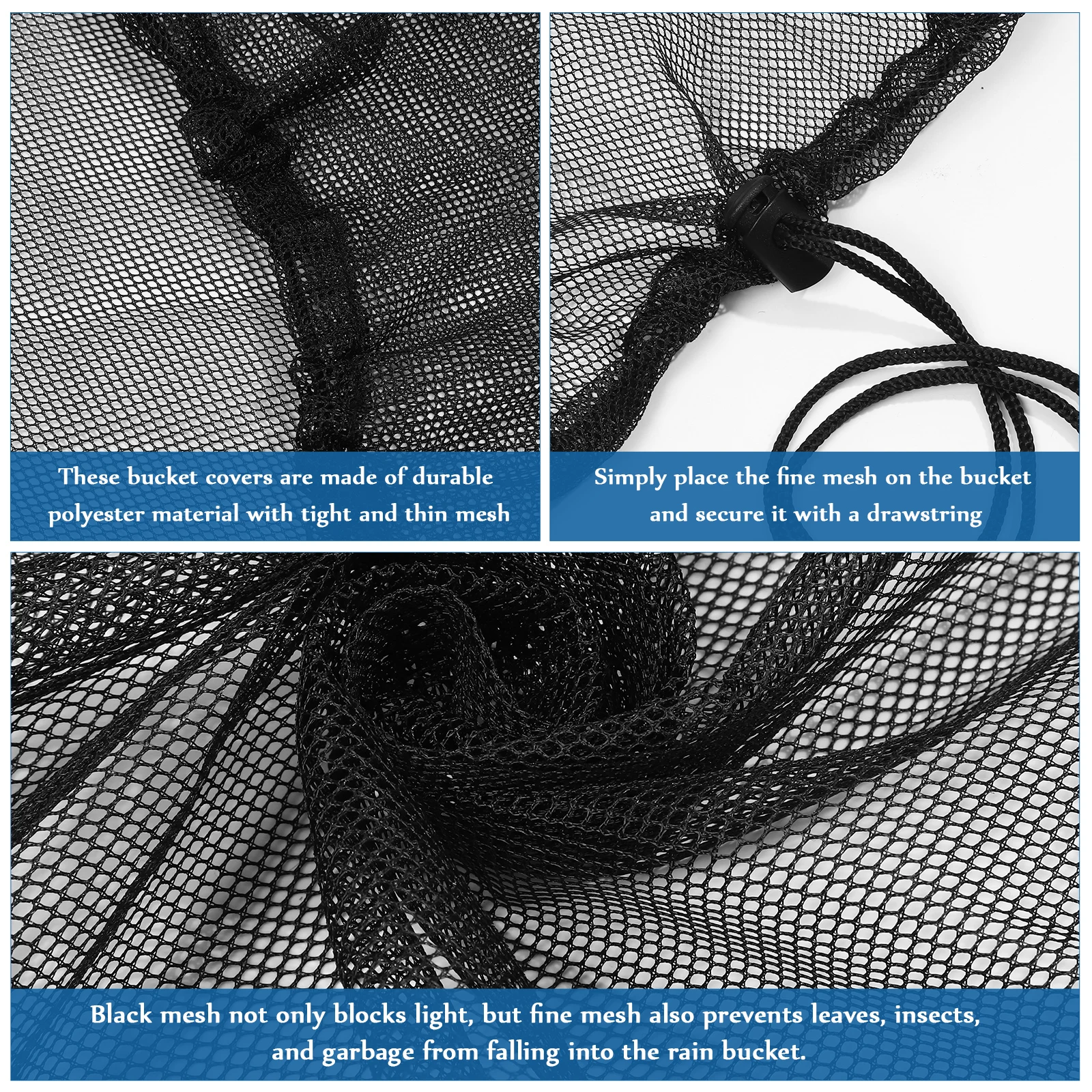 

4 pcs Mesh Covers For Rain Barrels Adjustable Net Covers Water Bucket Protection Litter Leaf Debris Guard For Buckets Water