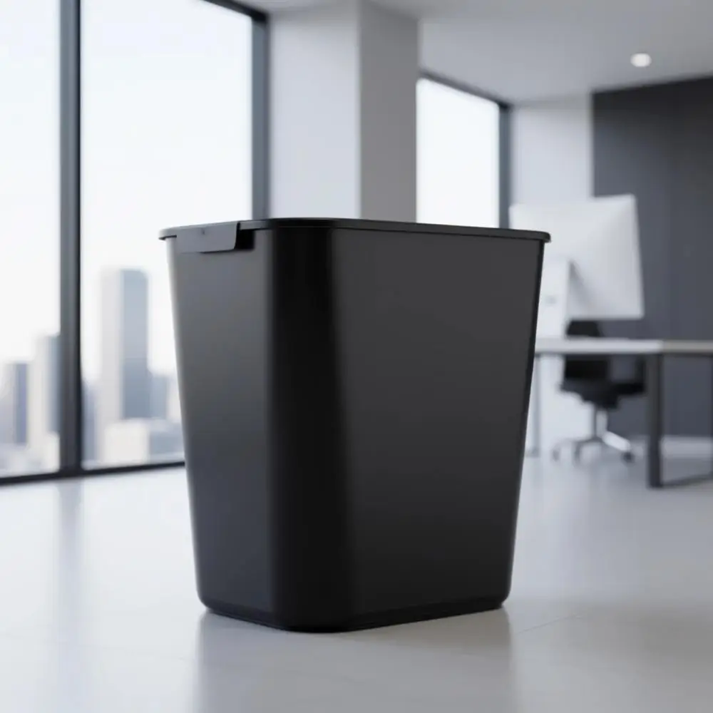 

7-Gallon Black Plastic Wastebasket, Ideal for Bedrooms, Bathrooms, and Offices, Under Desk/Sink/Cabinet Storage