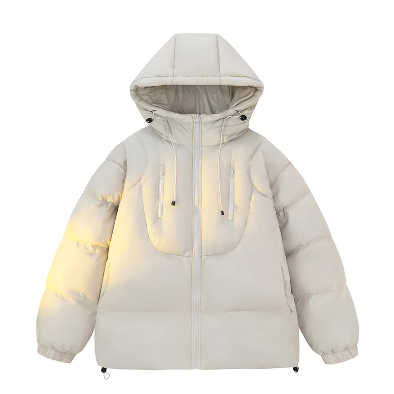 

Men Down Jacket Winter New Thicken Cold-proof Hooded Zipper Male Outerwear Simple Solid Color Lightweight Versatile Man Coat