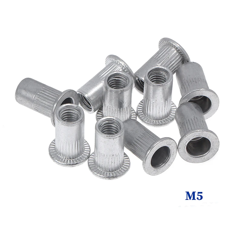 50/20pcs M3 M4 M5 M6 M8 M10 Aluminum Alloy Rivet Nuts Flat Head Threaded Insert Rivet Nuts Set Nutsert Cap Rivet Nut Rivnut