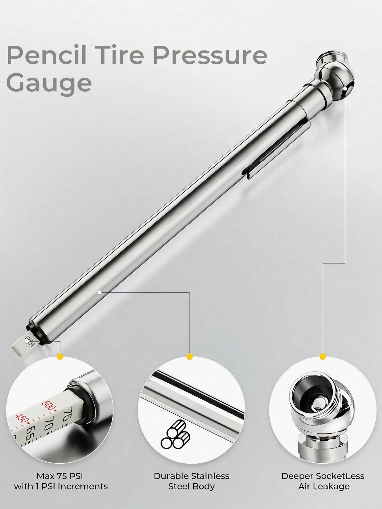 Bolígrafo medidor de presión de neumáticos, probador portátil de presión de aire de neumáticos de coche, lectura de PSI/KG, herramienta de control rápido de seguridad para vehículos, Universal F, 1 ud.