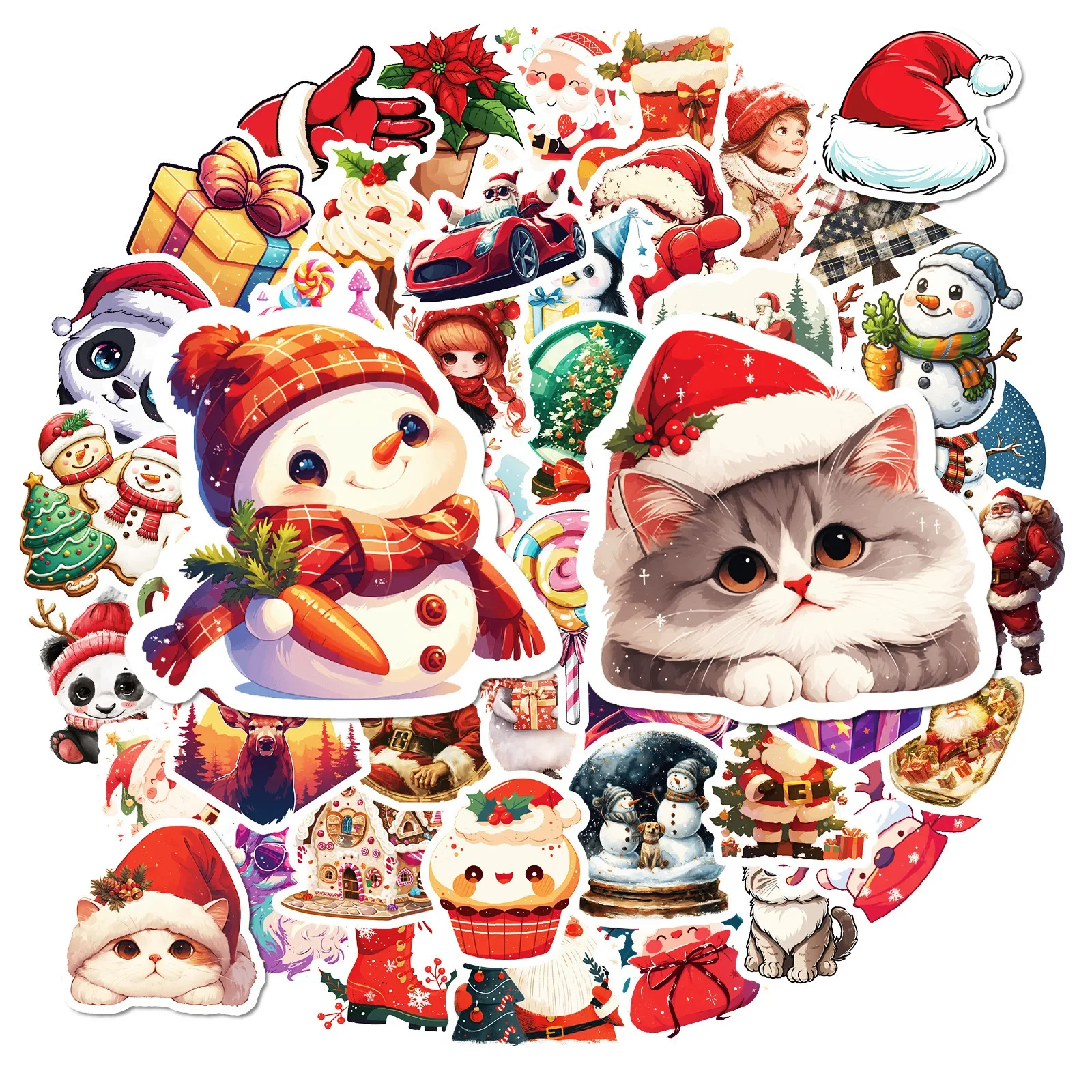 50pcs The Retro Chrismas Santa Claus Stickers Graffiti Stickers Luggage Skateboard Laptop Guitar Sticker Decals