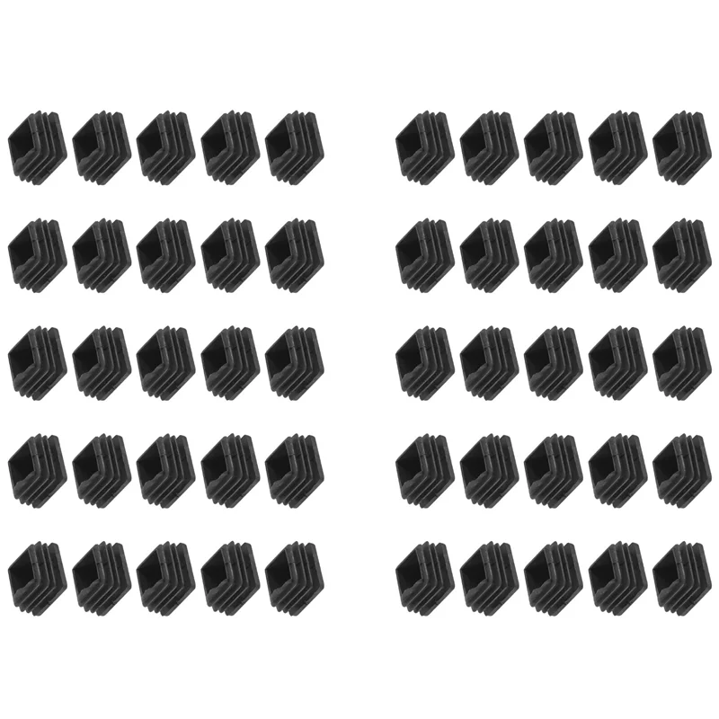 Stuhlbein-Kunststoff-Endkappe, quadratischer Rohreinsatz, schwarz, 20 mm x 20 mm, 50 Stück-A83Z