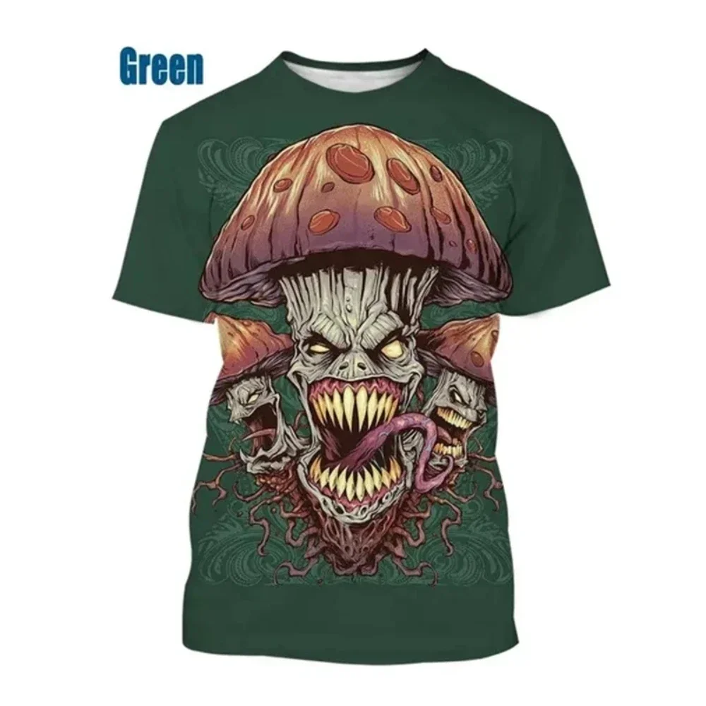 2025 حار الفطر ثلاثية الأبعاد الطباعة الرجال تي شيرت الصيف النبات نمط س الرقبة المحملة الأعلى الكرتون عادية عالية الجودة للجنسين قصيرة الأكمام