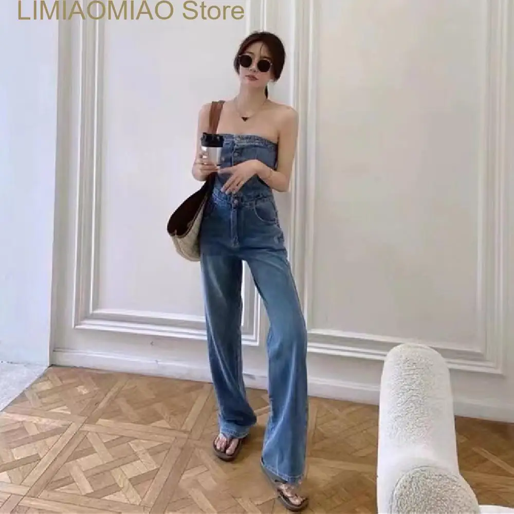 New Style sexy backless Bodycon Denim Jumpsuit Casual Rompers  Lace Up jumpsuit women Overalls Solid color