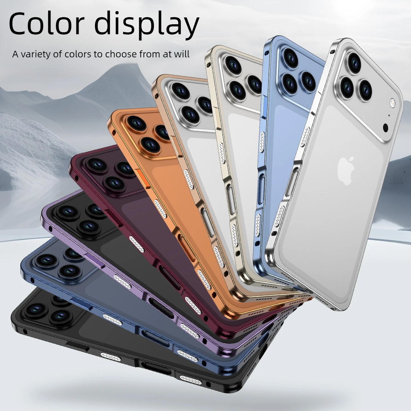 Stylowe metalowe etui na telefon z odprowadzaniem ciepła, pasujące do modeli iPhone 18, 17 Air, 16 E, 15, 14, 13, 12 Pro Max Plus, wykonane ze stopu, odporne na wstrząsy, z metalową ramką. — zdjęcie produktu 6