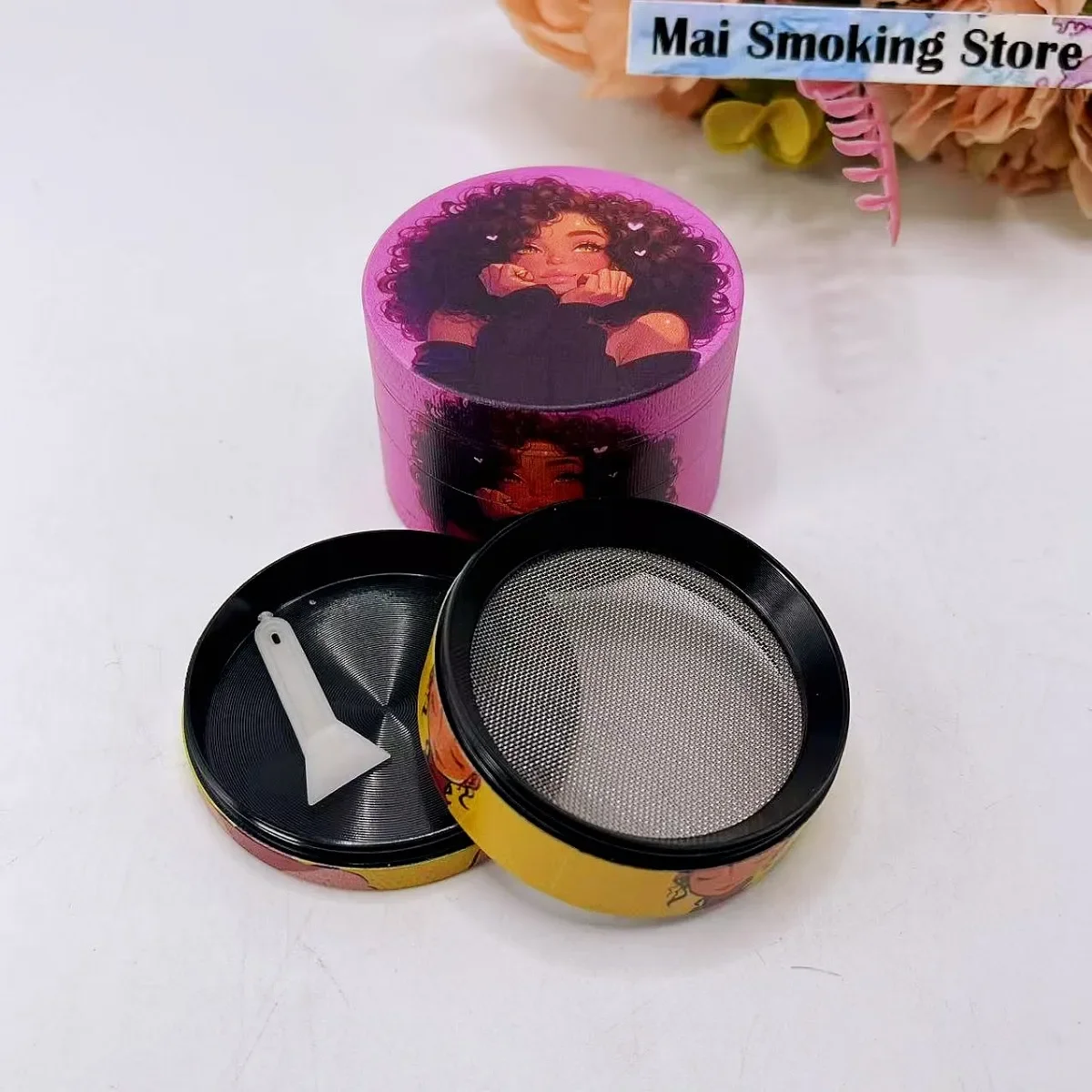 2 بوصة فتاة عشب طاحونة الكرتون 4-Layers دليل الفلفل مطحنة التوابل التوابل هاون العشب الخام التبغ طاحونة السجائر التدخين أداة #5