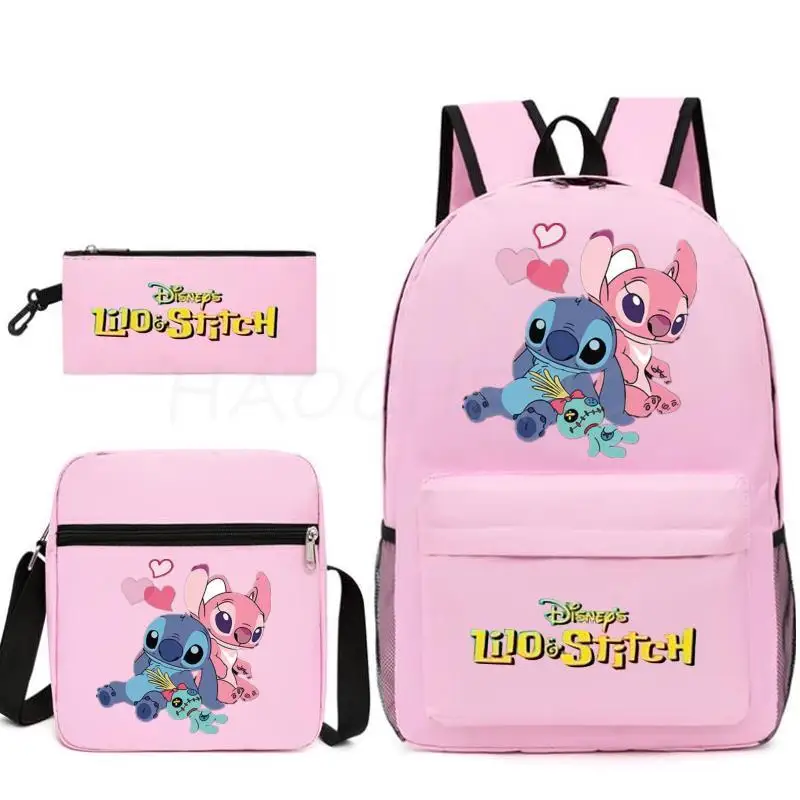 Newest Disney Stitch Women Men Laptop Bookbags Laptop Back Pack 3PCS School Bags For Teenage Girls Plecak Szkolny Bags Boys