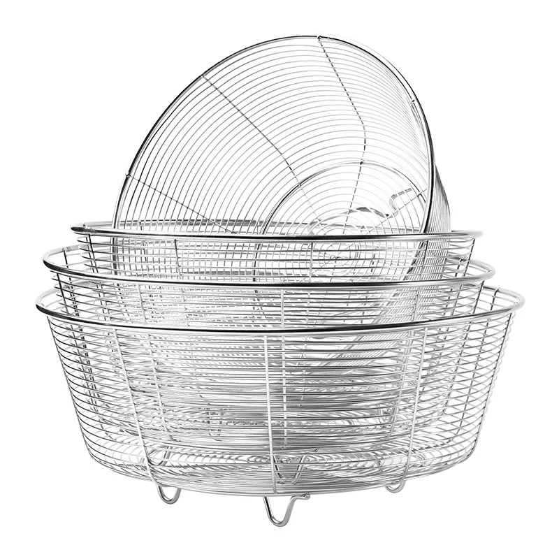 Stainless Steel Drain Basket - Kitchen Sink Vegetable Strainer, Round Fruit Storage Rack for Home Use