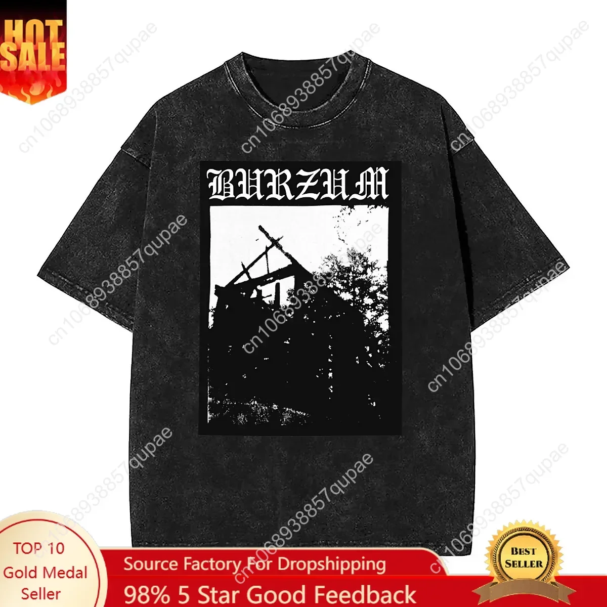 

Men Women's T-Shirt Black Metal Washed T Shirts Fashion Burzum Novelty Summer Tees Vintage Print Cotton Clothing Gift Idea