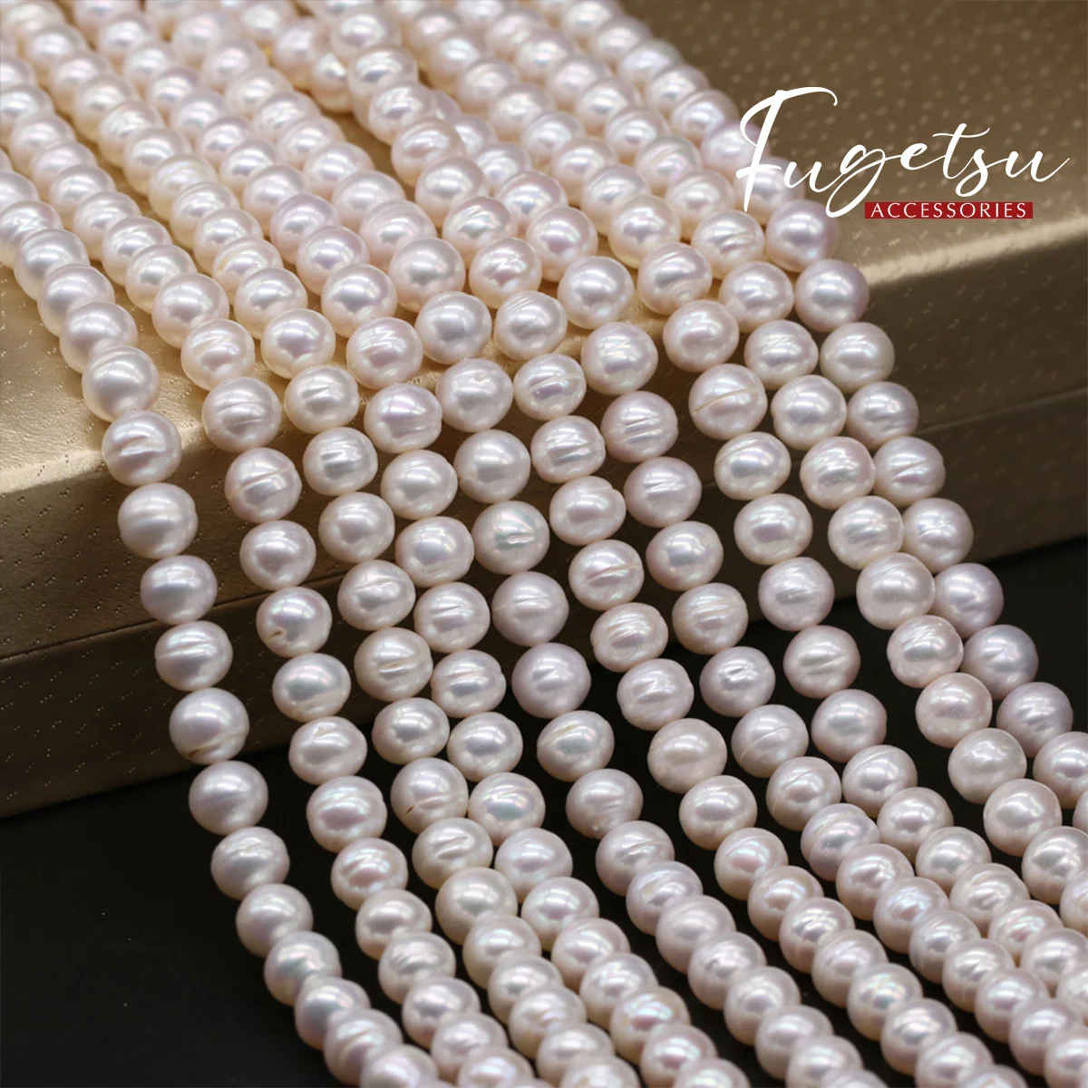 

1string 8-9mm Natural Freshwater Cultured Pearl Round Shape Beads White Beads Charms for DIY Women Men Necklace Jewelry Making