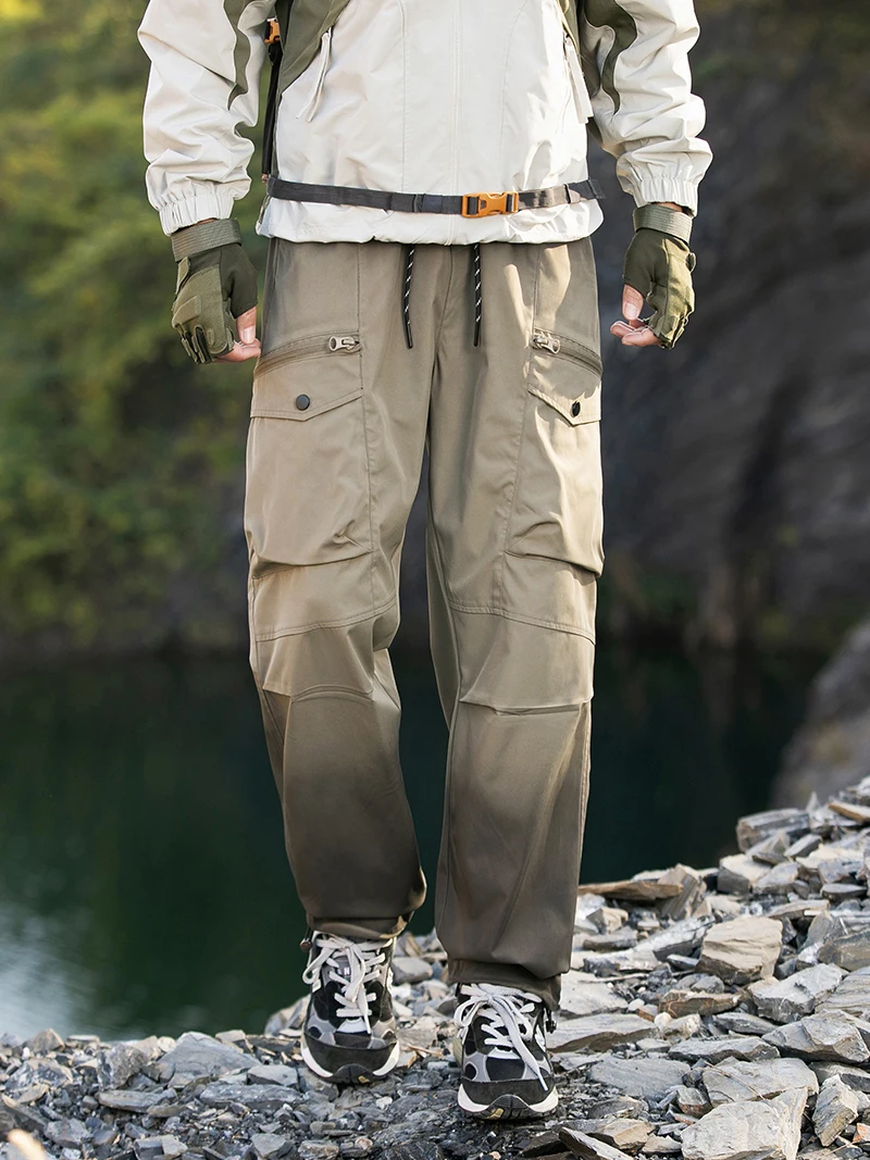 Outdoor Pants Men Waterproof Lightweight Hiking Pants Spring Summer Climbing Mountain Tapered Cargo Pants Multi-Pockets 2025