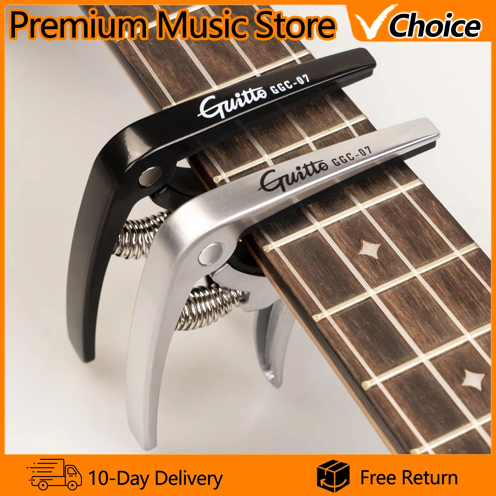 GUITTO Ukulele Capo GGC-07 Universal Hawaiian Guitar Capo Multifuncional em Liga de Zinco, Braçadeira de Afinação, Acessórios e Peças para Guitarra