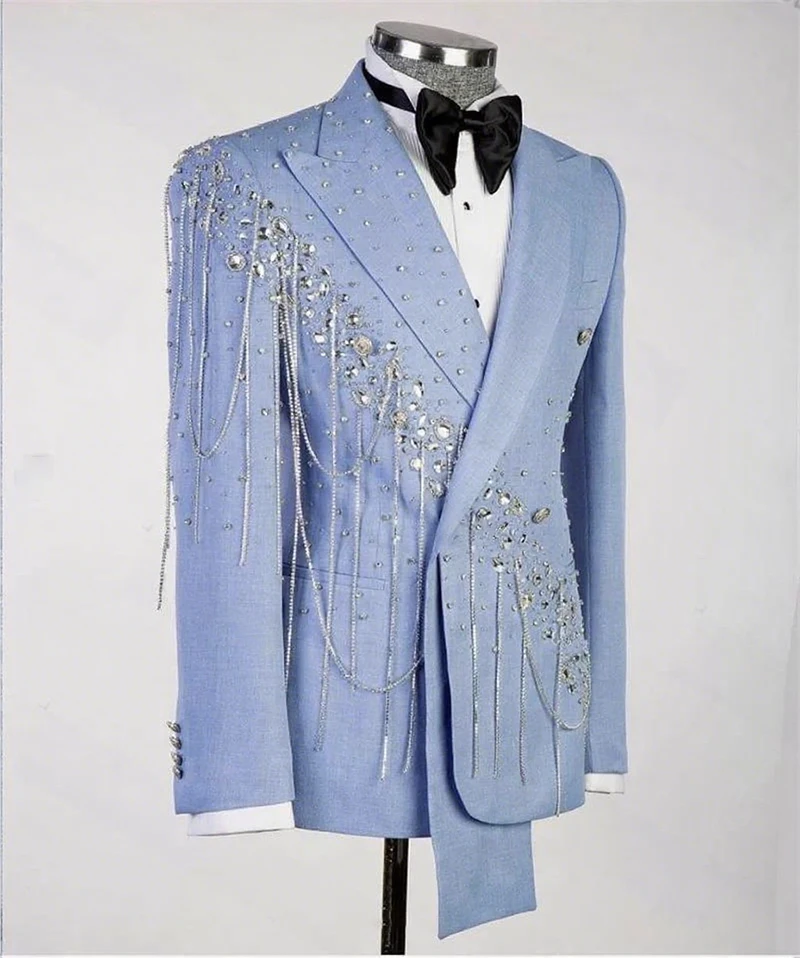 Exquisite men's suit Crystal Tassel 2-piece Men's Suit Modern Men Wedding Suits Special Occasion Gowns Celebrity Gowns