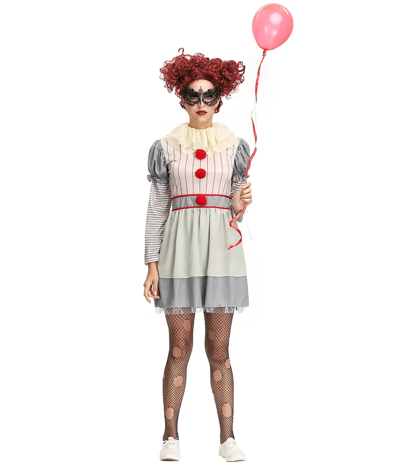 Halloween stage acting costume Women's dress clown role-playing set Game clothing without mask  wig