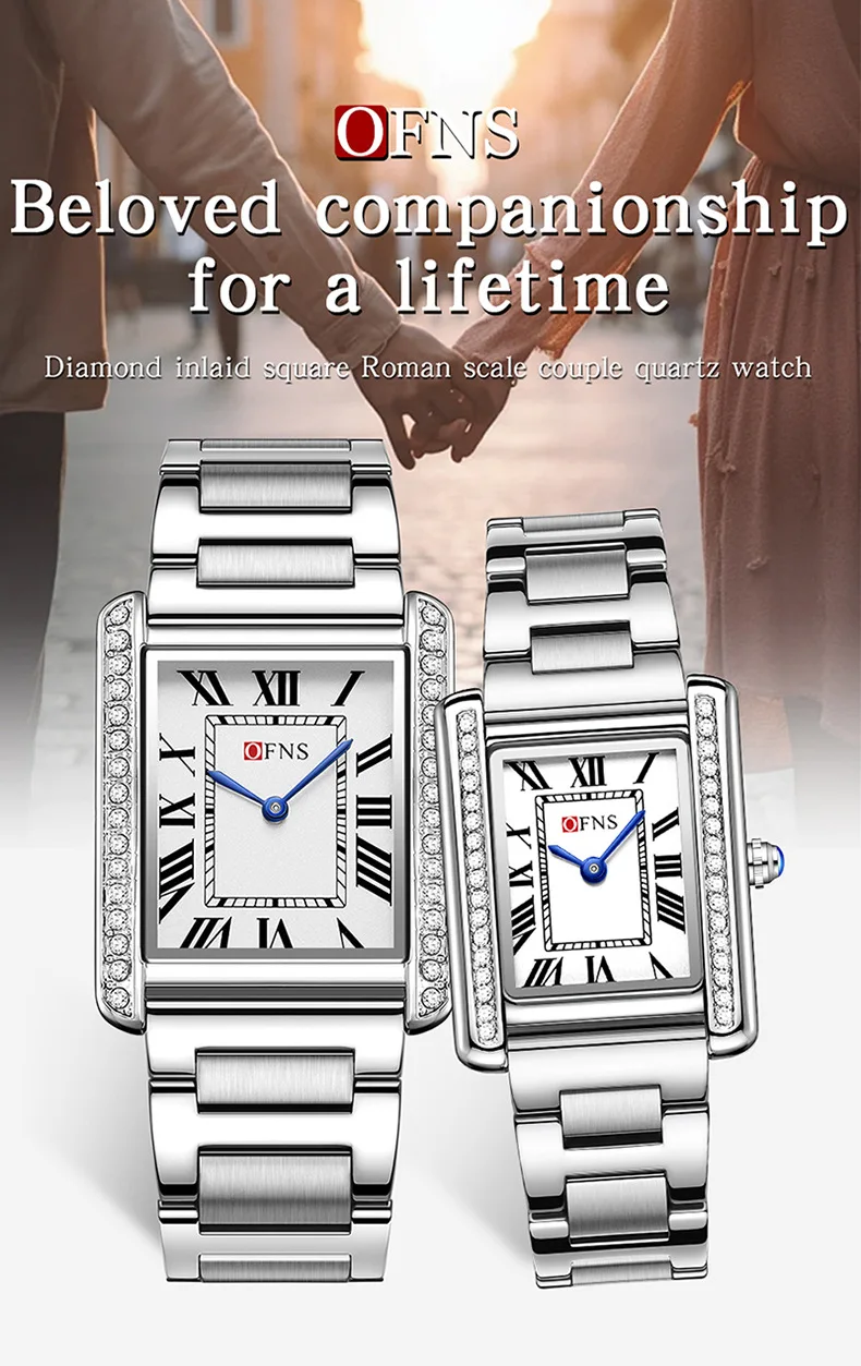 ساعة SANDA الأكثر مبيعًا للزوجين عصرية مربعة بمقياس روماني للرجال والنساء ساعة كوارتز مقاومة للماء وعرض مباشر