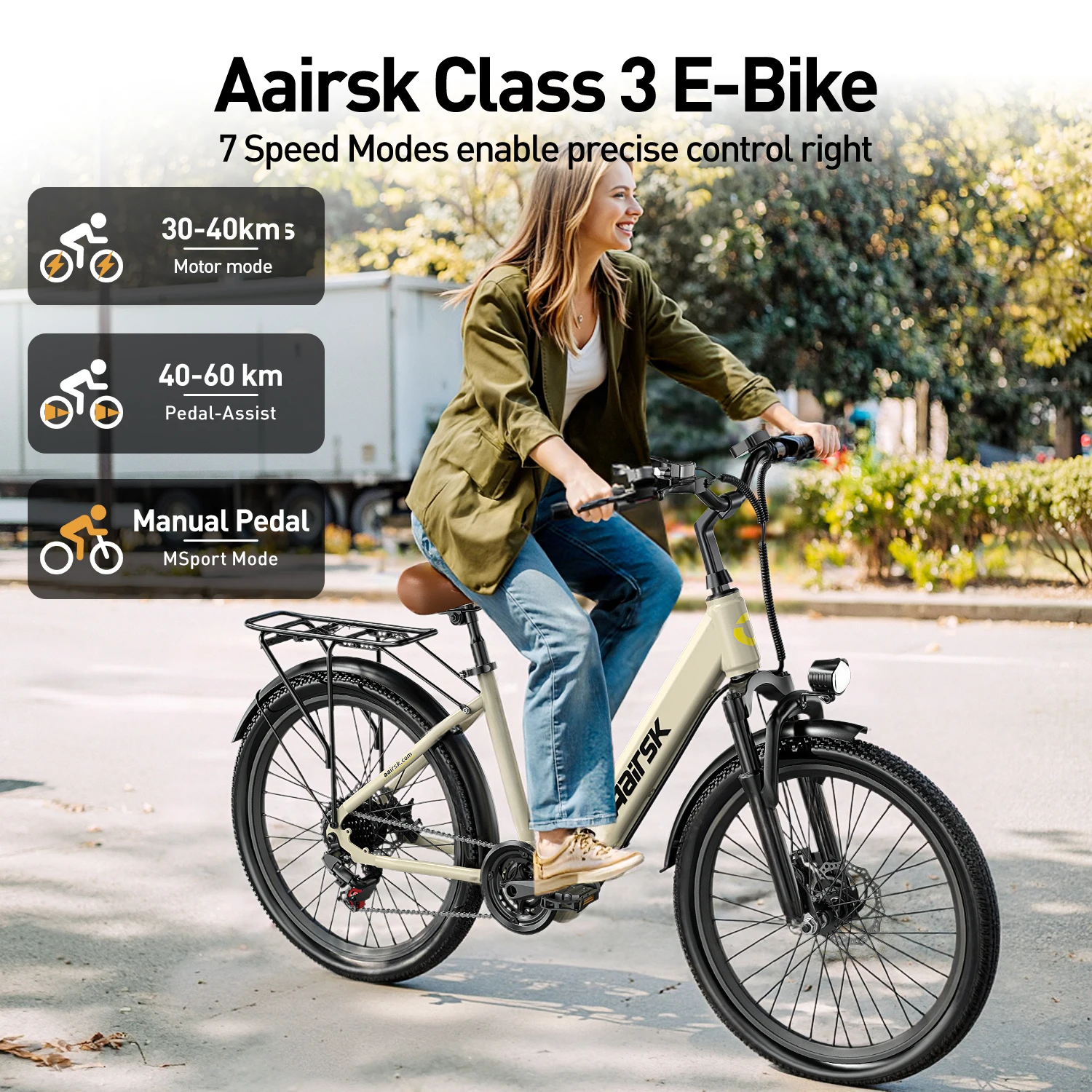 Aairsk SU7 الكبار Ebike 400 واط موتور 36 فولت 13 أمبير بطارية دراجة كهربائية الحضرية التنقل 24*1.95 "الإطارات السفر دراجة كهربائية جبلية #5