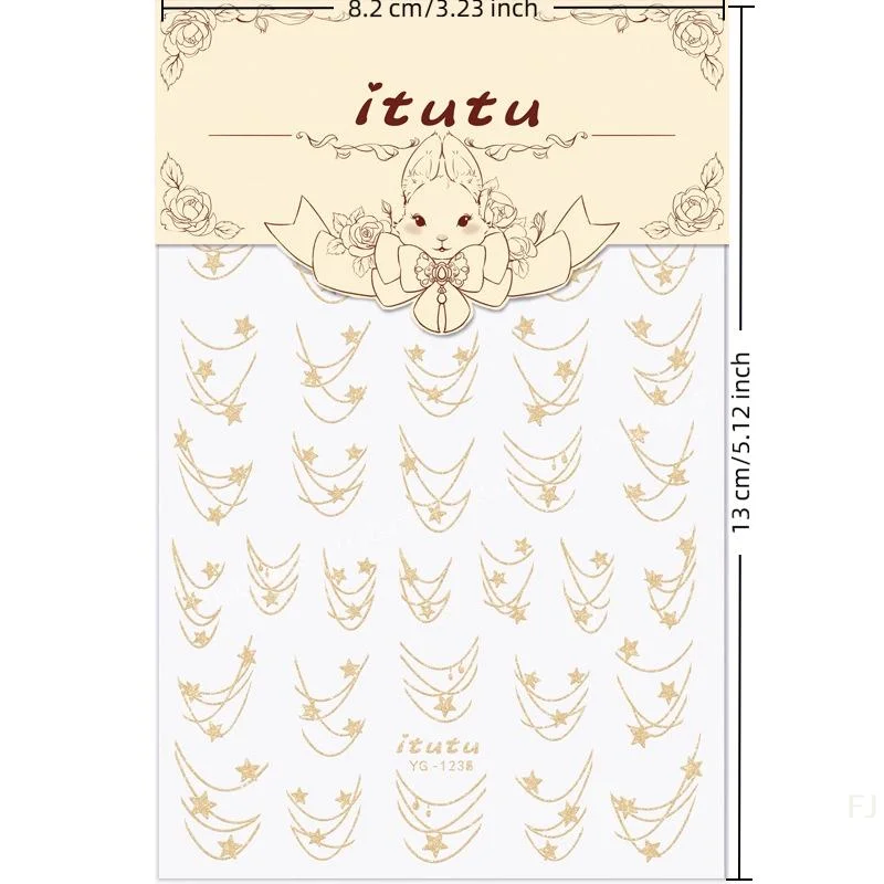 [YU]Star Necklace Curved Line Arc Hot Stamping Retro 5D Nail Art Stickers Decoration Adhesive Manicure Decals DIY