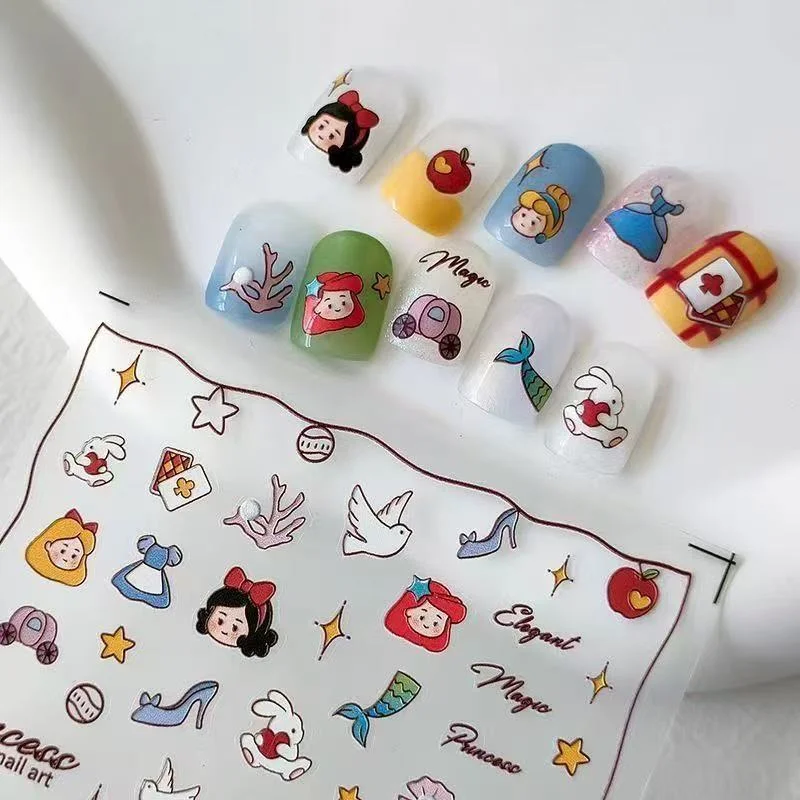 Nuova versione Q Disney Biancaneve Simpatico cartone animato Periferia Adesivo per manicure 3D Studente Diario Divertimento Adesivo decorativo impermeabile fai da te