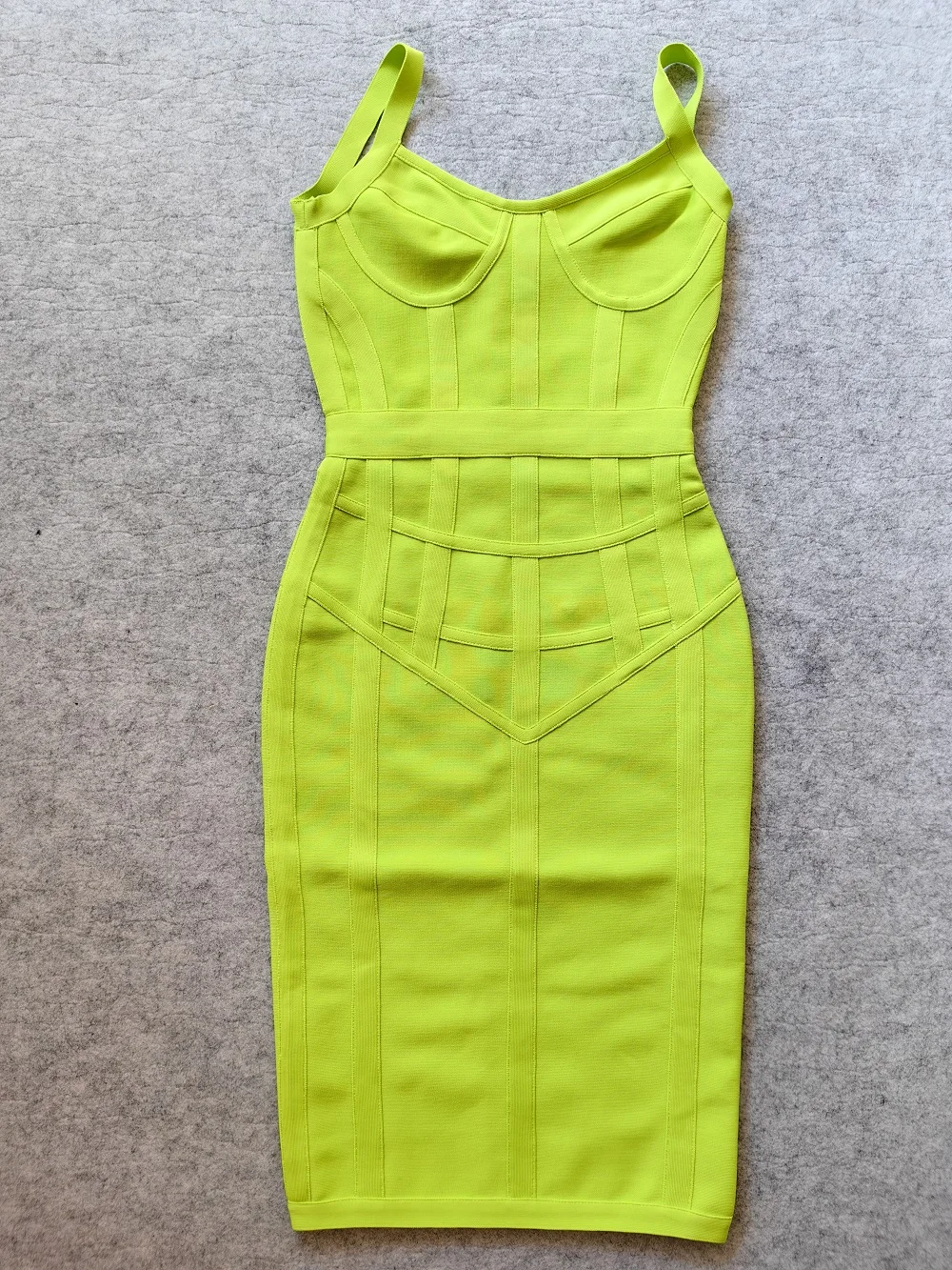 neon green bandage dress Bodycon Collection Neon Green Bandage Midi Dress, Size M