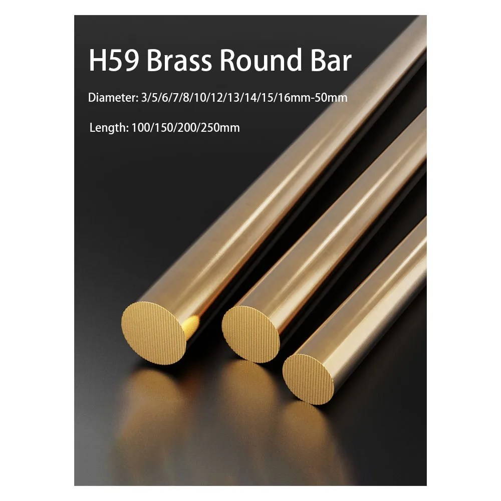 

H59 Brass Round Bar Metal Rods Milling Metalworking Dia 3/5/6/7/8/10-50mm Length 100 150 200 250mm For DIY Modelmaking Brass Rod