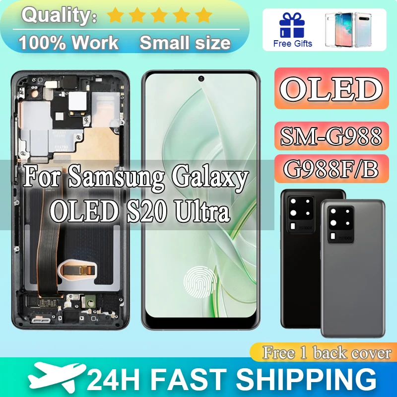 Aaa+For Samsung Galaxy S20 Ultra LcdG 988 G988F G988B/DS G988U G988N S20Ultra OLED Display Touch Glass Screen Digitizer Assembly