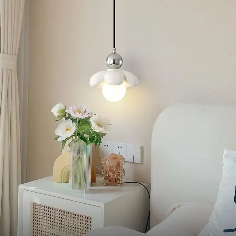 

children's room pendant light chandelier lamps for Master bedroom Bedside Study Cream Wind Cute flowers Indoor Lighting Fixtures