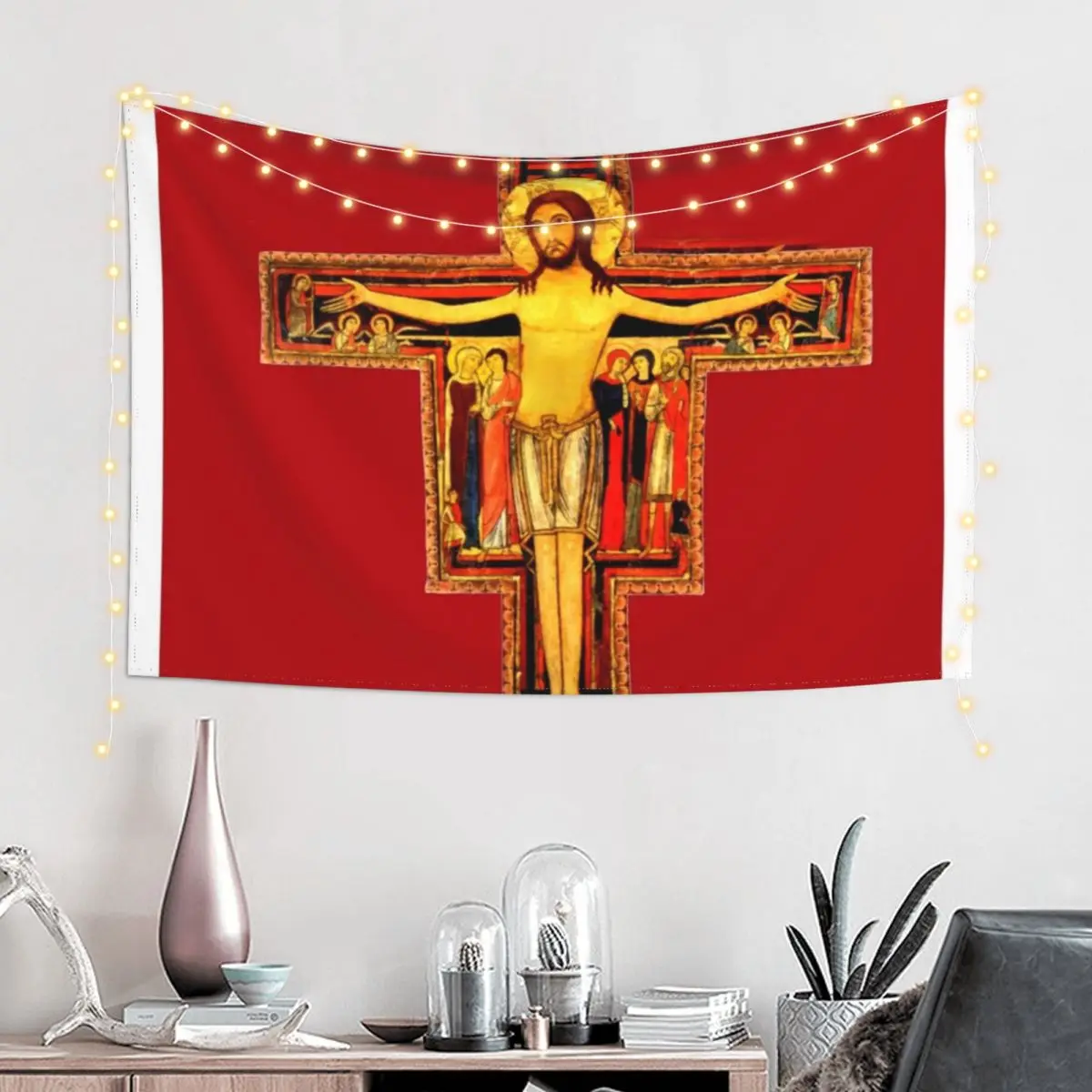 San Damiano Crucifix St Francis of Assisi Tapestry Decoration For Home Wallpapers Home Decor Aesthetic Decoration Tapestry