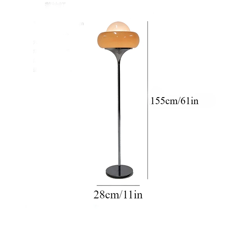 Bauhaus glazen vloerlamp woonkamer slaapkamer studeerkamer retro oranje rode lampenkap LED metalen vloerlamp eiertaart tafellamp glans