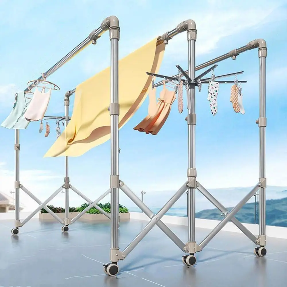 

Внутренняя напольная сушилка для одежды из нержавеющей стали с носовым диском и колесами для домашнего использования