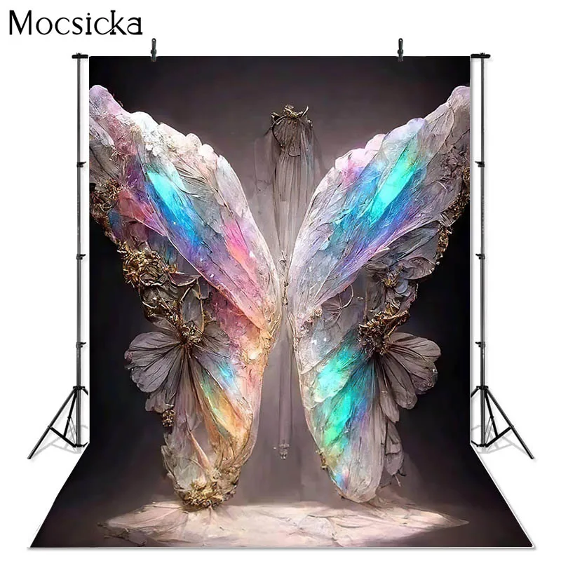 Mocsicka Photography Background Glitter Angel Wings Adult Kids Birthday Party Maternity Art Portrait Decor Photo Backdrop Studio