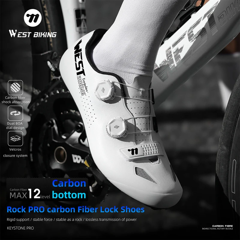 

WEST BIKING Road Cycling Shoes Spd Speed Cycling Sneaker Cleat Shoes Bike Outdoor Footwear Self-Locking Cycling Flat Pedal Shoes