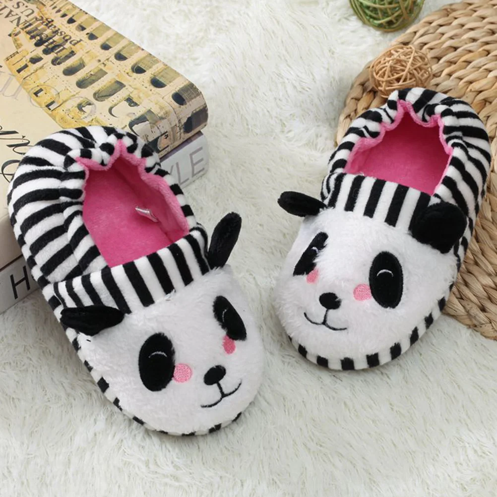 1 par anti deslizamento quente crianças chinelos dos desenhos animados panda design crianças interior inverno chinelo sola macia máquina lavável