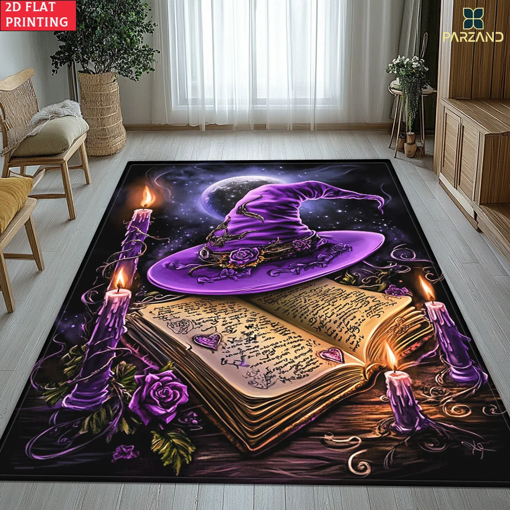 1pc 2D Flat Witch Hat HD Print Area Rug, Versatile Halloween Home Decor, Ideal Gift,Perfect for Indoor Yoga Bathroom Living Room