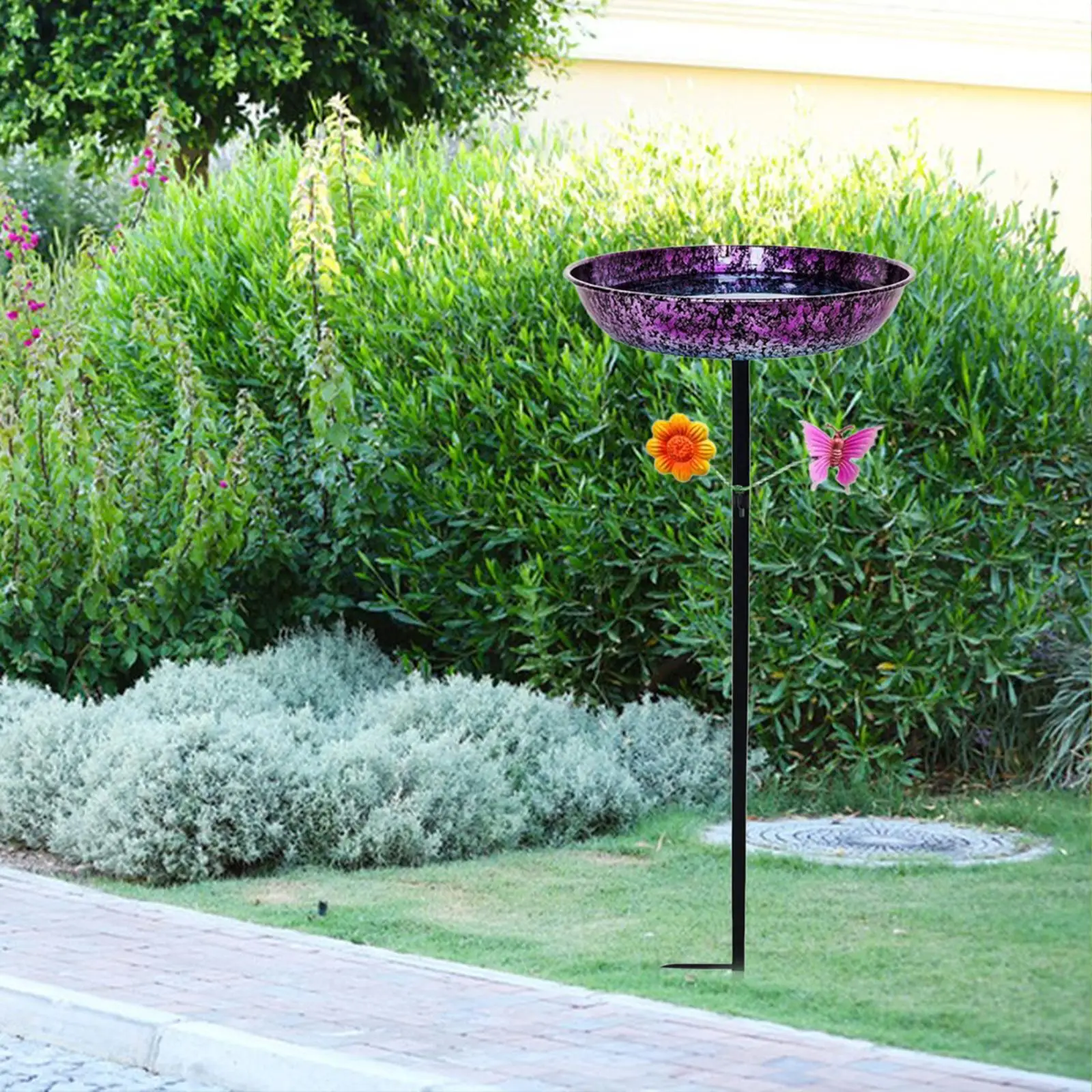 Bird Bath Bowl Metal Decorative Heavy Duty Outdoor Birdbath Birdfeeder with Stake for Courtyard Backyard Yard Outside Decor