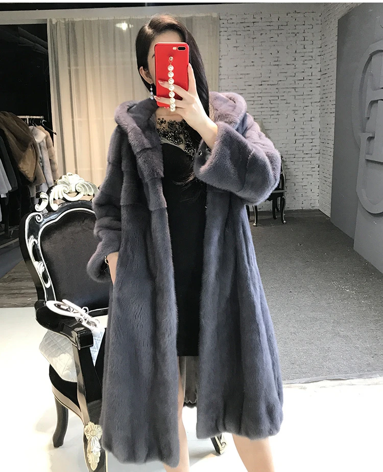 2023 New Fashion Coat 100% Real Mink Whole Fur Women Coat Jacket Long Natural Fur Coat Winter Thick Warm Female Mink Fur Jacket