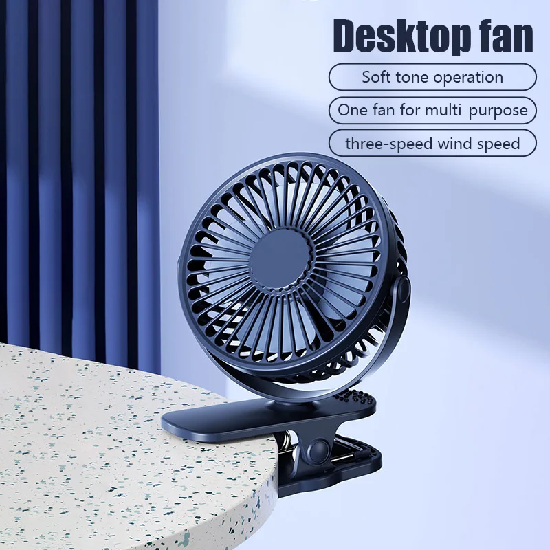 Portable USB Rechargeable Table Fan Clip-on Type Mini Desktop Fan Air Cooler Cooling Fans For Student Dormitory Office Home