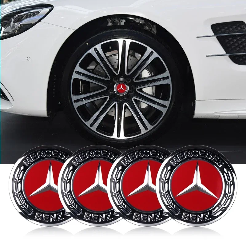 56mm 4PCS Car Wheel Center Hub Cap Badge Sticker Accessories for Mercedes Benz Maybach W204 W205 W211 Amg W212 W213 CLE CL GLA