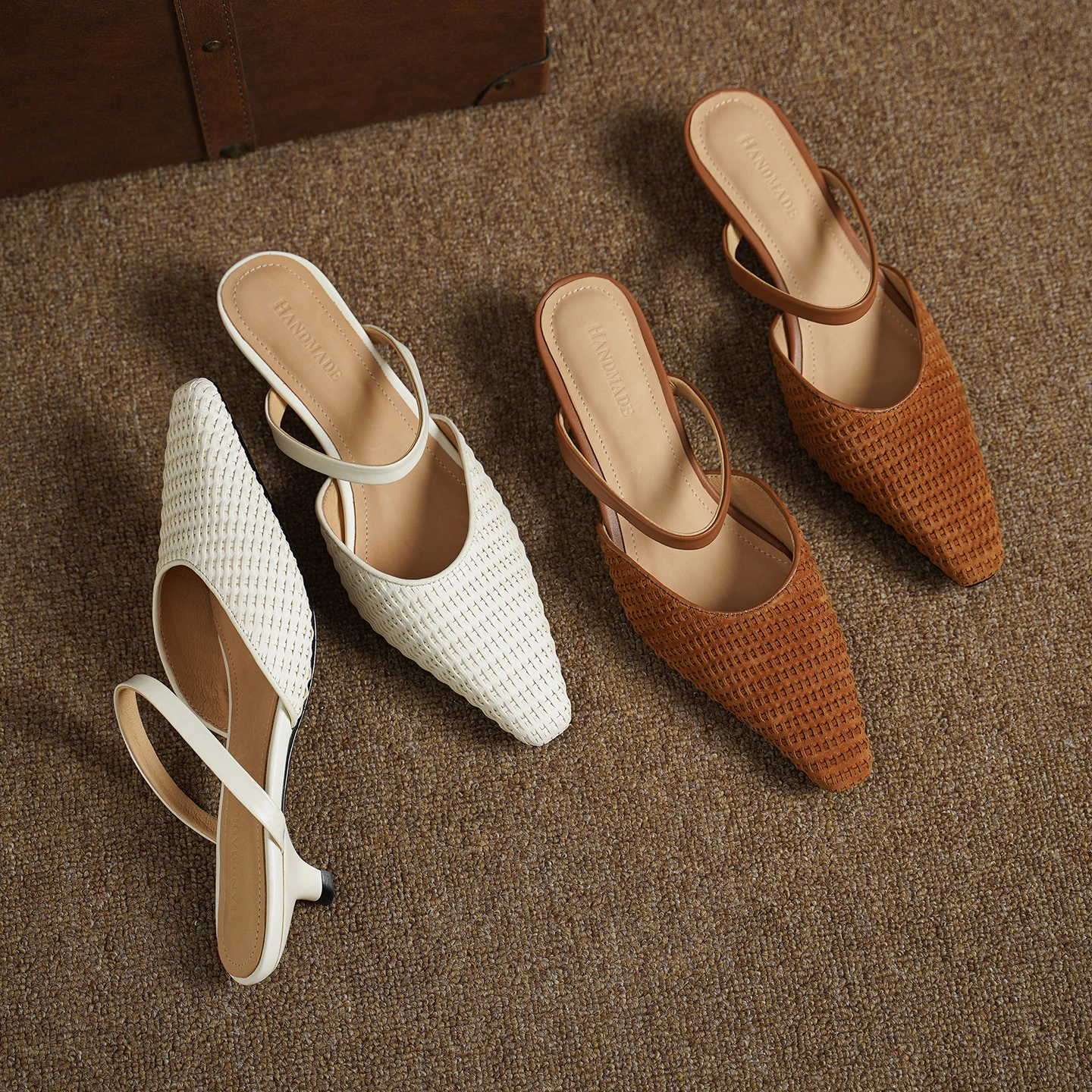 

Genuine Leather Cowhide Women Mules, Square Toe Slip-on Women Slippers,Hollow out Women's Sandals, Fashion Flats Women Shoes