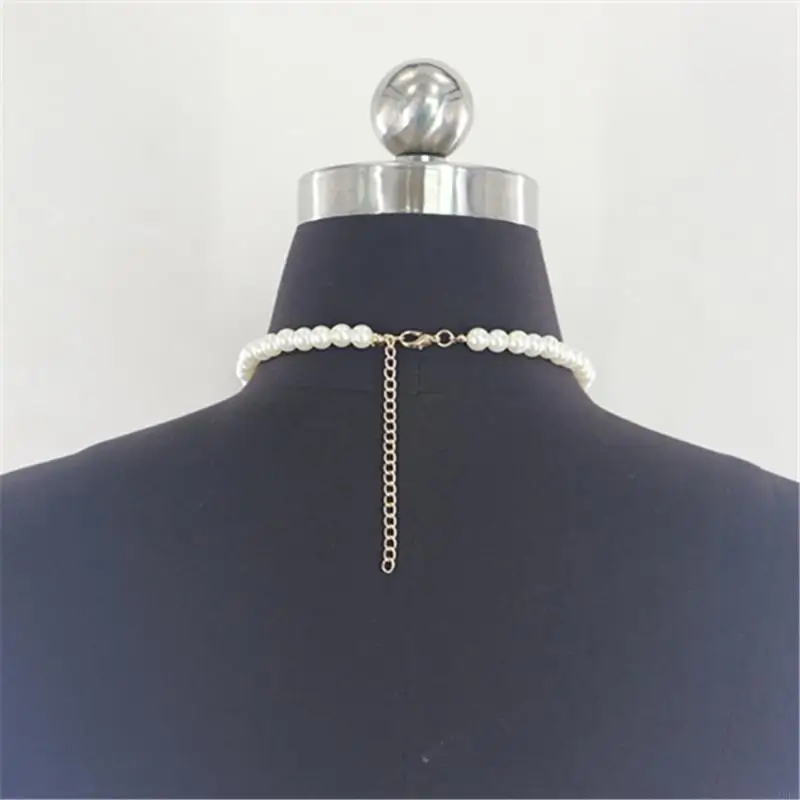 Artificial Pearls Chest Chain for Party Adult Women Body Chain Choker Necklace All Matching Body Jewelry for Formal Event