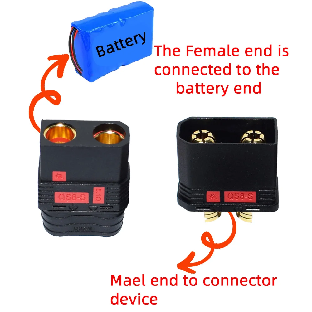 Conector de batería de alta resistencia QS8-S, conector dorado antichispa, enchufe de alimentación grande para protección de plantas RC, modelo de