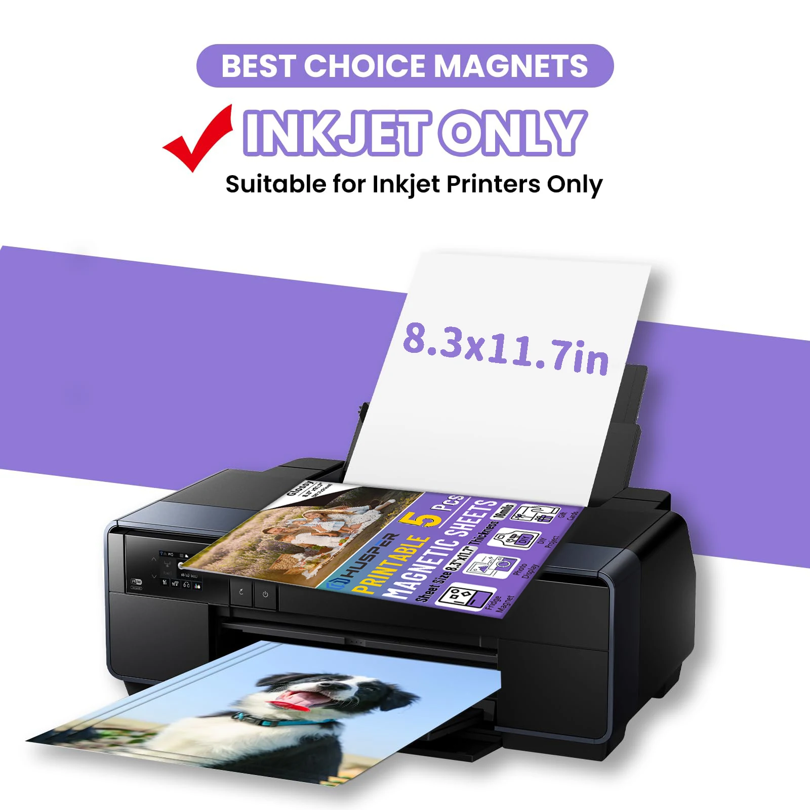 5/10 PCS A4 Printable Magnet Sheets Non Adhesive,8.3 X11.7 Inches for Inkjet Printers,Glossy Cuttable Magnetic Paper,16mil Thick